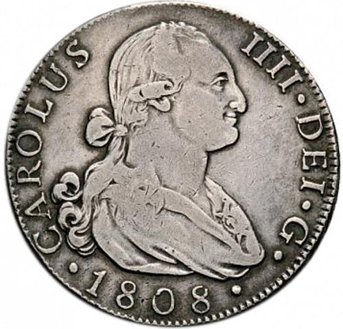 8 Reales Obverse Image minted in SPAIN in 1808IG (1788-08  -  CARLOS IV)  - The Coin Database