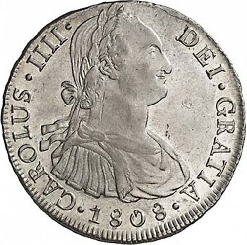 8 Reales Obverse Image minted in SPAIN in 1808JP (1788-08  -  CARLOS IV)  - The Coin Database