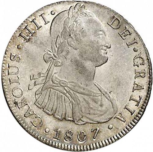 8 Reales Obverse Image minted in SPAIN in 1807PJ (1788-08  -  CARLOS IV)  - The Coin Database