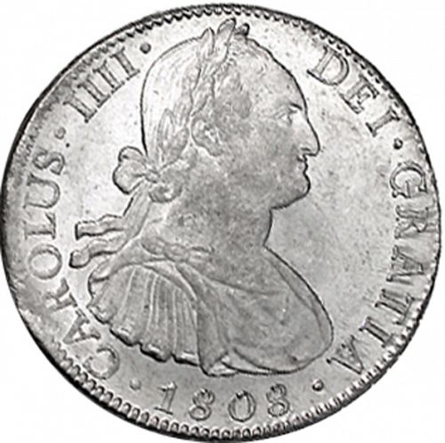 8 Reales Obverse Image minted in SPAIN in 1808TH (1788-08  -  CARLOS IV)  - The Coin Database