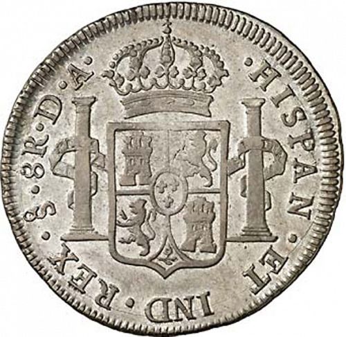 8 Reales Reverse Image minted in SPAIN in 1789DA (1788-08  -  CARLOS IV)  - The Coin Database