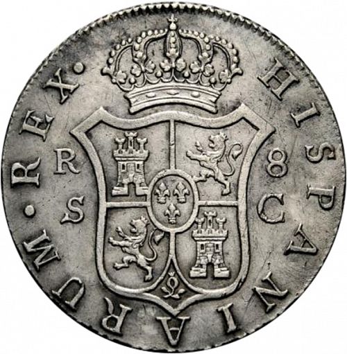 8 Reales Reverse Image minted in SPAIN in 1791C (1788-08  -  CARLOS IV)  - The Coin Database