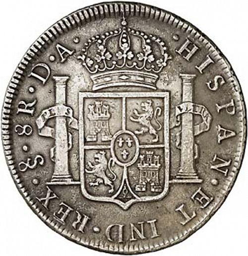8 Reales Reverse Image minted in SPAIN in 1791DA (1788-08  -  CARLOS IV)  - The Coin Database