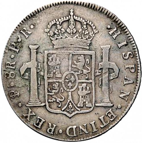 8 Reales Reverse Image minted in SPAIN in 1791PR (1788-08  -  CARLOS IV)  - The Coin Database