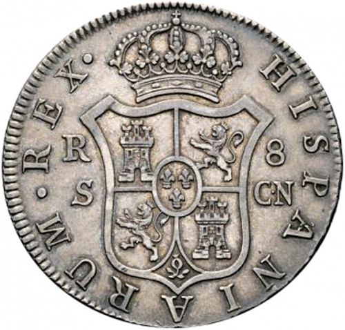 8 Reales Reverse Image minted in SPAIN in 1793CN (1788-08  -  CARLOS IV)  - The Coin Database