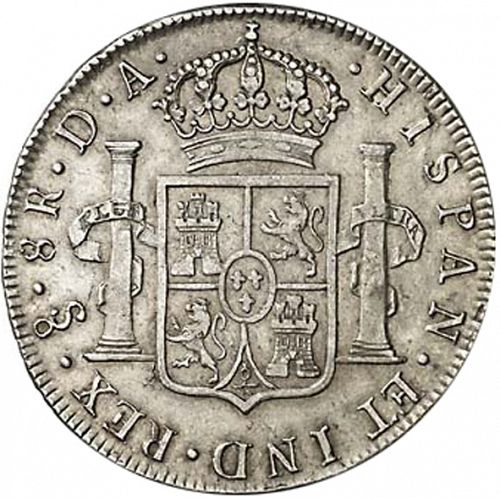 8 Reales Reverse Image minted in SPAIN in 1793DA (1788-08  -  CARLOS IV)  - The Coin Database