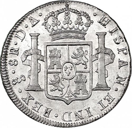 8 Reales Reverse Image minted in SPAIN in 1796DA (1788-08  -  CARLOS IV)  - The Coin Database