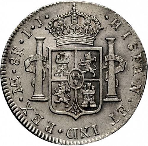 8 Reales Reverse Image minted in SPAIN in 1796IJ (1788-08  -  CARLOS IV)  - The Coin Database