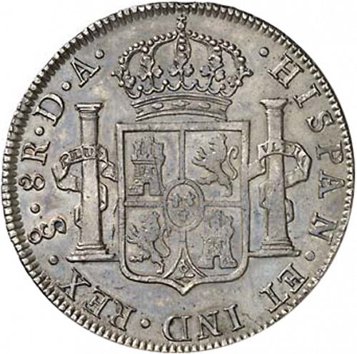8 Reales Reverse Image minted in SPAIN in 1798DA (1788-08  -  CARLOS IV)  - The Coin Database