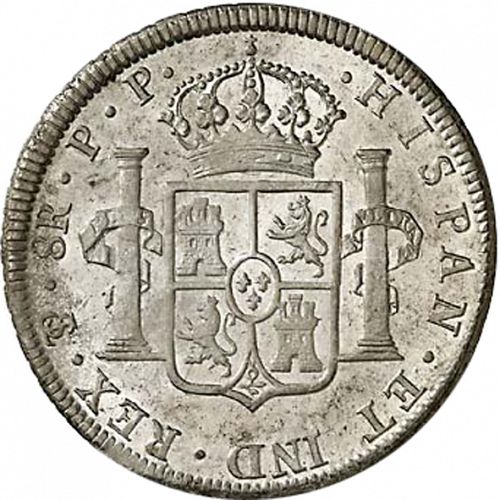8 Reales Reverse Image minted in SPAIN in 1798PP (1788-08  -  CARLOS IV)  - The Coin Database