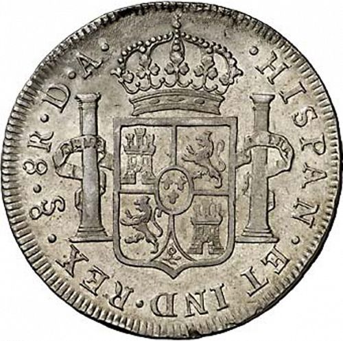8 Reales Reverse Image minted in SPAIN in 1799DA (1788-08  -  CARLOS IV)  - The Coin Database