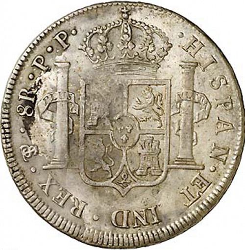8 Reales Reverse Image minted in SPAIN in 1800PP (1788-08  -  CARLOS IV)  - The Coin Database