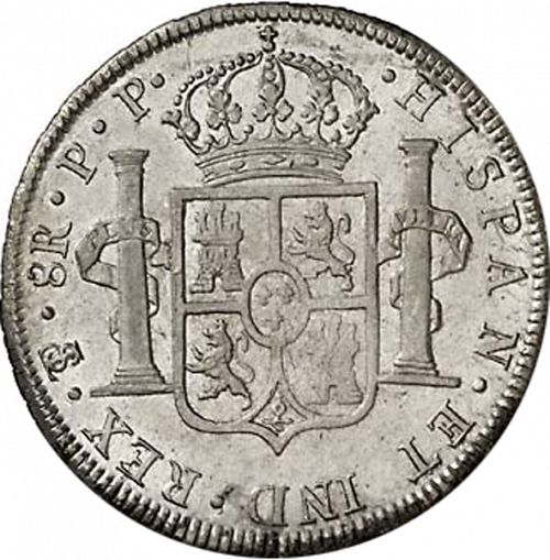 8 Reales Reverse Image minted in SPAIN in 1801PP (1788-08  -  CARLOS IV)  - The Coin Database