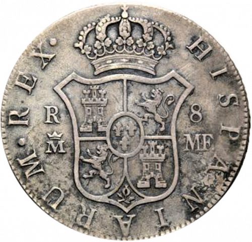 8 Reales Reverse Image minted in SPAIN in 1802MF (1788-08  -  CARLOS IV)  - The Coin Database