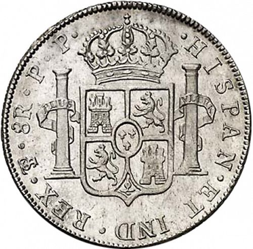 8 Reales Reverse Image minted in SPAIN in 1802PP (1788-08  -  CARLOS IV)  - The Coin Database