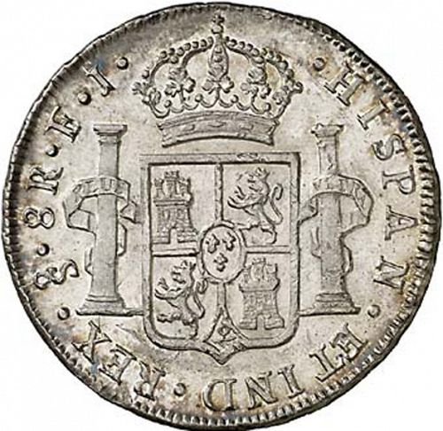 8 Reales Reverse Image minted in SPAIN in 1804FJ (1788-08  -  CARLOS IV)  - The Coin Database
