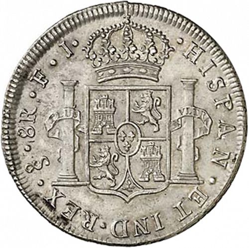 8 Reales Reverse Image minted in SPAIN in 1805FJ (1788-08  -  CARLOS IV)  - The Coin Database