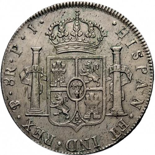 8 Reales Reverse Image minted in SPAIN in 1805PJ (1788-08  -  CARLOS IV)  - The Coin Database