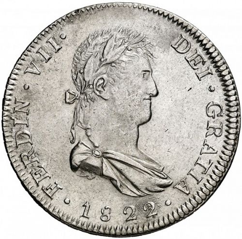 8 Reales Obverse Image minted in SPAIN in 1822FS (1808-33  -  FERNANDO VII)  - The Coin Database