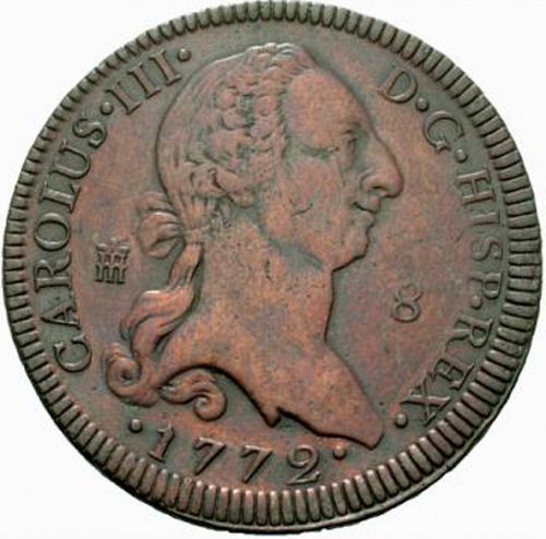 8 Maravedies Obverse Image minted in SPAIN in 1772 (1759-88  -  CARLOS III)  - The Coin Database