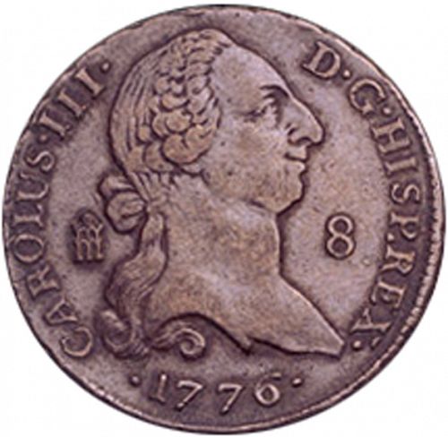 8 Maravedies Obverse Image minted in SPAIN in 1776 (1759-88  -  CARLOS III)  - The Coin Database