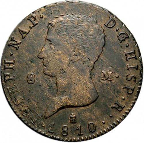 8 Marevedies Obverse Image minted in SPAIN in 1810 (1808-13  -  JOSE NAPOLEON)  - The Coin Database