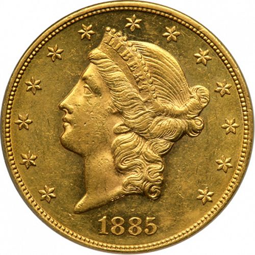 20 dollar Obverse Image minted in UNITED STATES in 1885 (Coronet Head - Twenty Dollars)  - The Coin Database