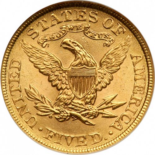 5 dollar Reverse Image minted in UNITED STATES in 1899 (Coronet Head - With motto)  - The Coin Database