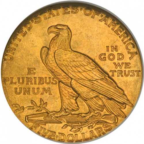 5 dollar Reverse Image minted in UNITED STATES in 1913 (Indian Head)  - The Coin Database