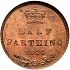 Reverse thumbnail for 1844 British Half Farthing minted in London
