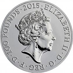 Large Obverse for £100 2015 coin