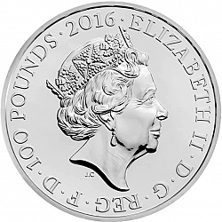 Large Obverse for £100 2016 coin