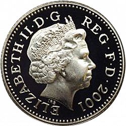 Large Obverse for 10p 2001 coin