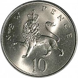 Large Reverse for 10p 1968 coin
