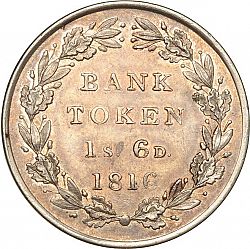 Large Reverse for Eighteen Pence 1816 coin