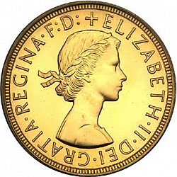 Large Obverse for Sovereign 1957 coin