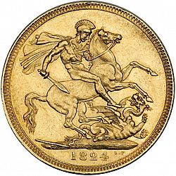 Large Reverse for Sovereign 1824 coin