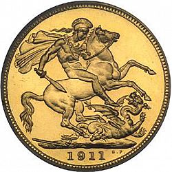 Large Reverse for Sovereign 1911 coin