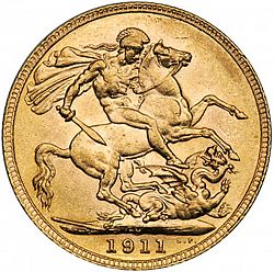 Large Reverse for Sovereign 1911 coin