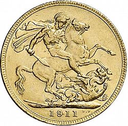 Large Reverse for Sovereign 1911 coin