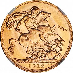 Large Reverse for Sovereign 1912 coin