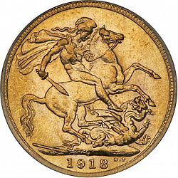 Large Reverse for Sovereign 1918 coin