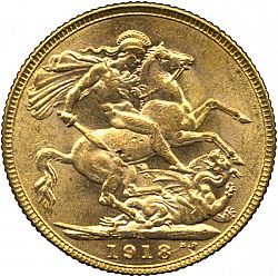 Large Reverse for Sovereign 1918 coin