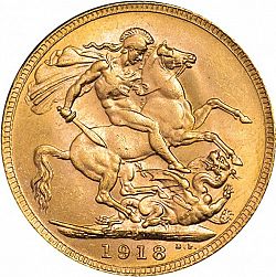 Large Reverse for Sovereign 1918 coin
