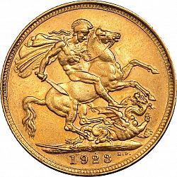 Large Reverse for Sovereign 1923 coin
