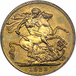 Large Reverse for Sovereign 1923 coin