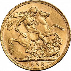 Large Reverse for Sovereign 1928 coin