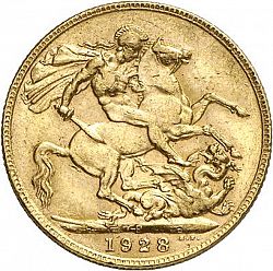 Large Reverse for Sovereign 1928 coin