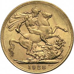 Large Reverse for Sovereign 1928 coin