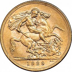 Large Reverse for Sovereign 1929 coin